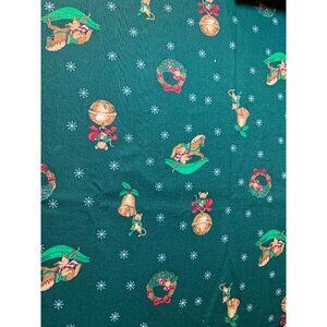 Vintage Wamsutta & Hallmark Christmas Fabric 1/2 Yard Green with Toys Snowflakes